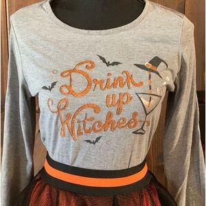 Halloween Gray T Shirt‎ Graphic Drink Up Witches